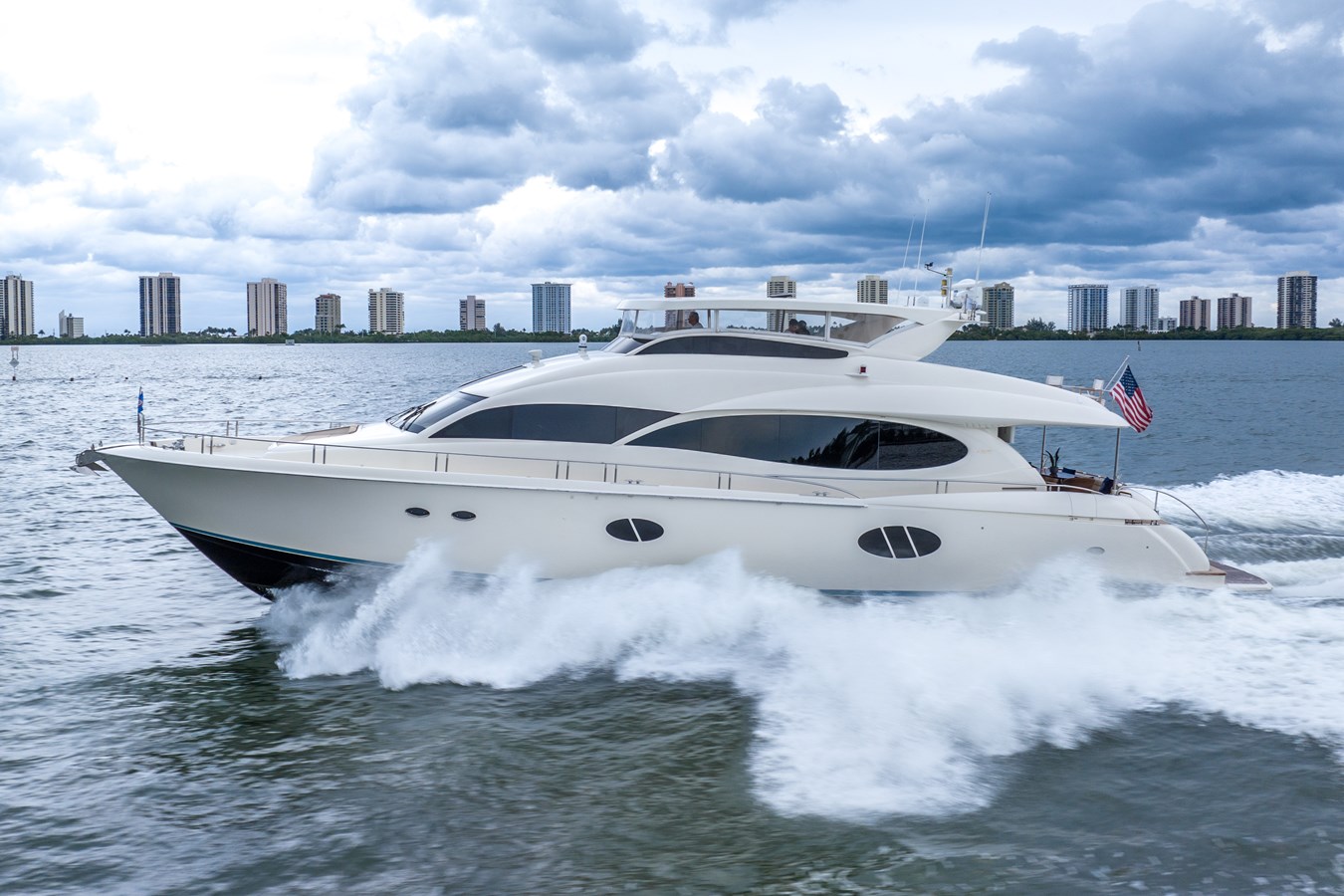 84' Lazzara Yachts cruising the waterways of South Florida.