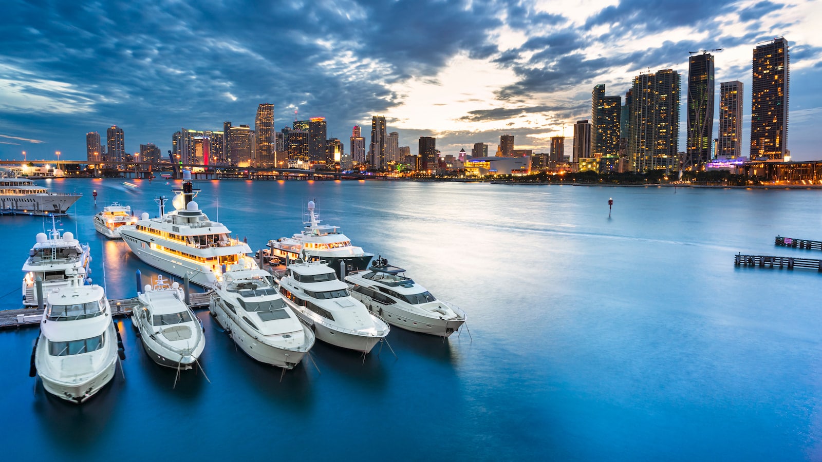 Miami skyline from Biscayne Bay in South Florida