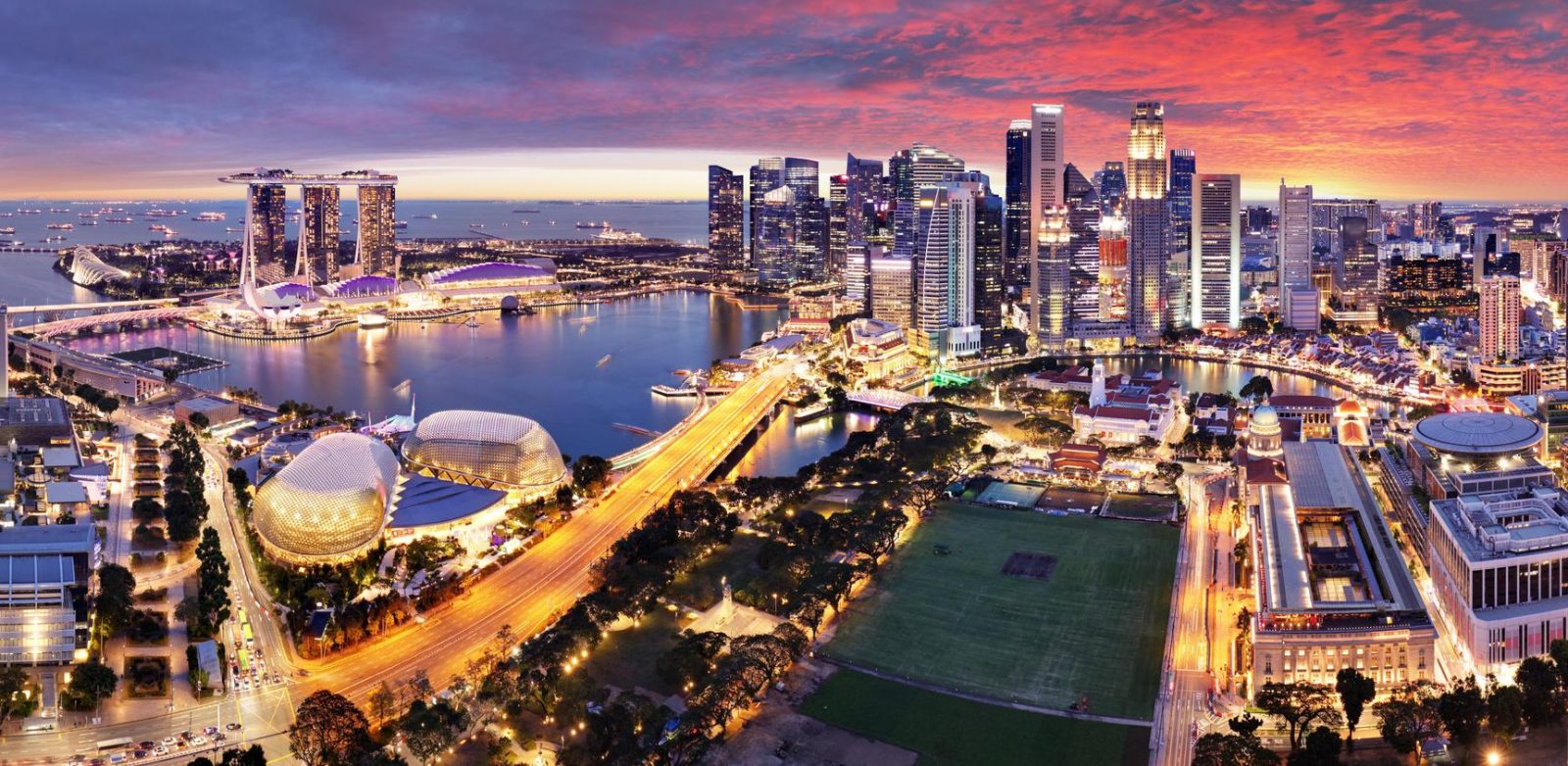 Singapore nightlife at dusk